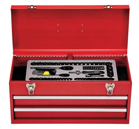 stanley mechanics tool set with 2-drawer metal tool box 101|Stanley Mech Tool Set & Metal Box, 101.